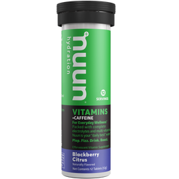 A tube of Nuun Vitamins Blackberry Citrus + Caffeine.